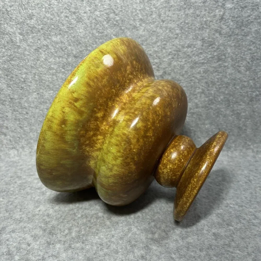 Haeger Pottery Planter Vase MCM Green Brown Sputnik‎ Speckled Glaze Stamped USA